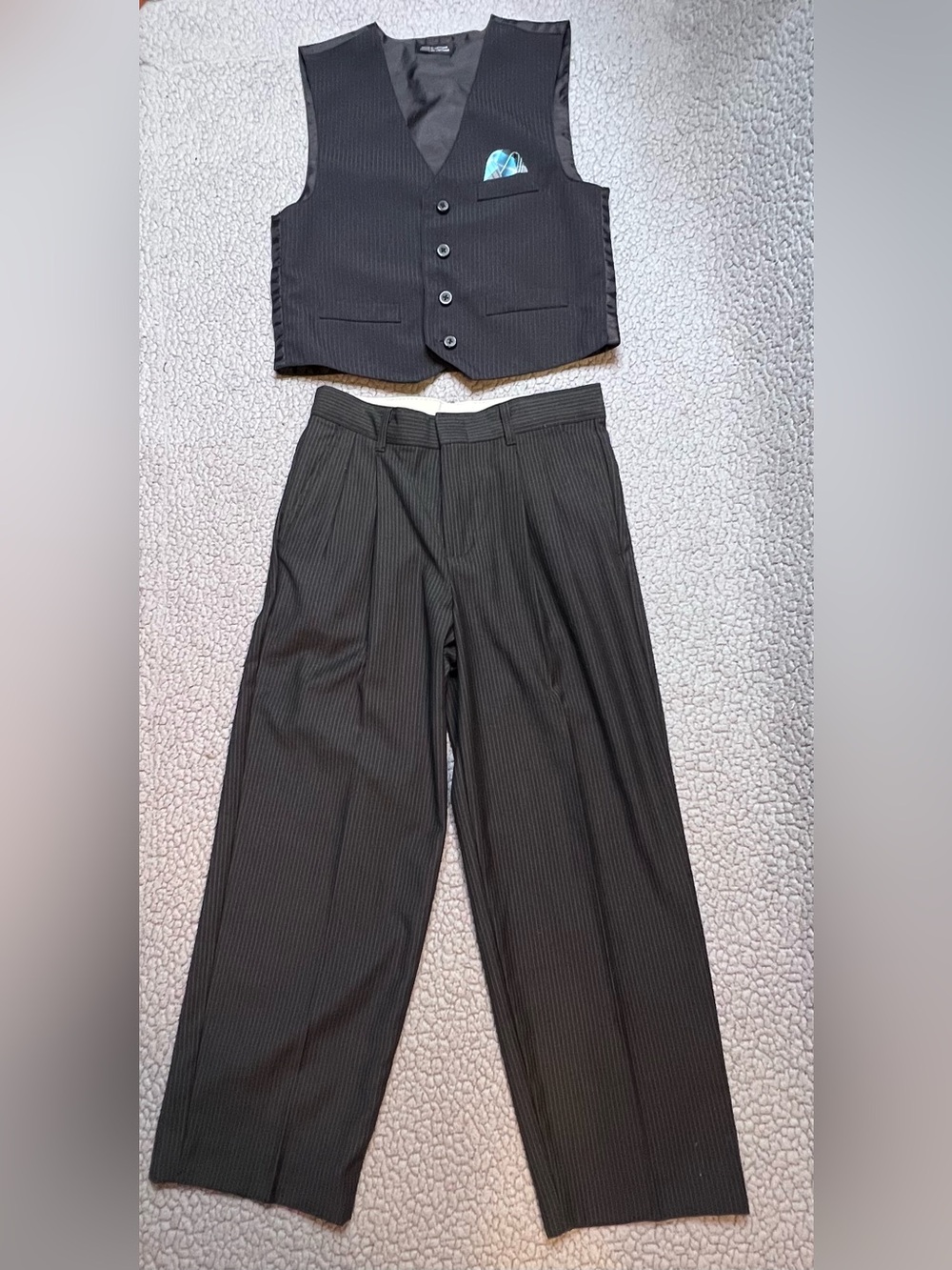 Van Heusen Pinstripe 2 Piece Little Boys Suite Set Pants And Best Size 10 Black